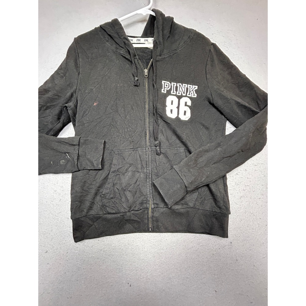 PINK Victoria's Secret Hoodie Cotton Polyester Black Medium Womens
